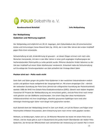 Warum Weltpoliotag - Bundesverband Polio Selbsthilfe e. V.